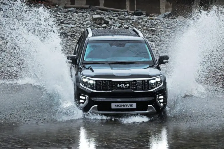 a car driving through water